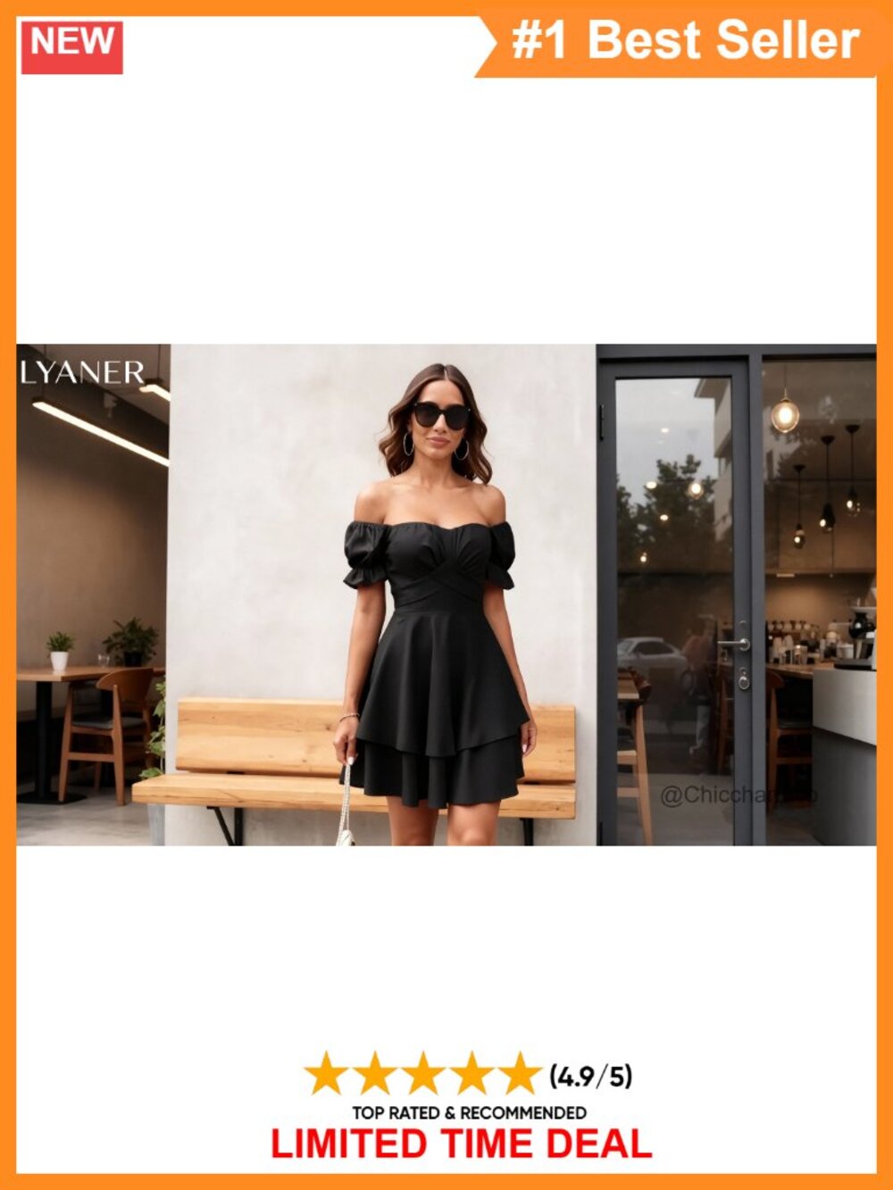 Off Shoulder Ruched Bust Ruffle Hem Mini Dress - Picture 6 of 6